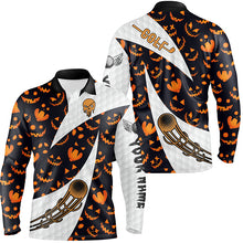 Load image into Gallery viewer, Halloween Mens Golf Polo Shirt Custom Pumpkin Face Pattern Golf Shirts For Men Golf Gifts LDT0555