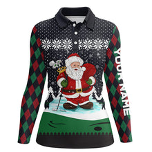 Load image into Gallery viewer, Golf Santa Argyle Pattern Christmas Golf Polo Shirts Custom Golf Shirts For Women Golf Gifts LDT0852