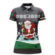 Load image into Gallery viewer, Golf Santa Argyle Pattern Christmas Golf Polo Shirts Custom Golf Shirts For Women Golf Gifts LDT0852