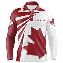 Load image into Gallery viewer, Canada Flag Mens Golf Shirts Golf Pattern Red White Golf Polo Shirts For Men Patriotic Golf Tops LDT0908