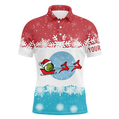 Reindeers Christmas Red Blue Mens Golf Polo Shirt Christmas Golf Shirts For Men Golf Gifts LDT0643