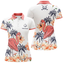 Load image into Gallery viewer, Womens Pink Tropical Golf Polo Shirts, Personalized Flamingo Golf Shirts For Women, Golf Gifts LDT0098