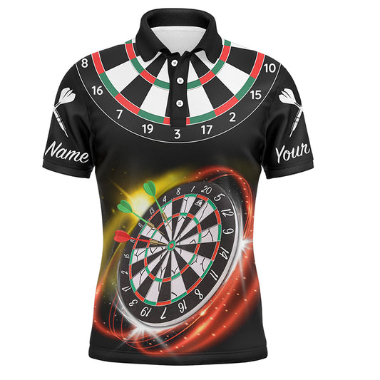 Personalized Red Black Mens Darts Polo Shirt Custom Name Cool Darts Jersey For Men LDT0351