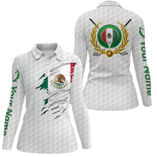 Load image into Gallery viewer, Mexican Flag White Golf Pattern Polo Shirt Patriotic Golf Shirt For Women Mexico Golf Gifts LDT0430