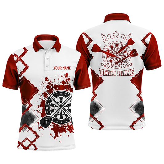 Red White Personalized Mens Darts Polo Shirt Custom Team Darts Jersey Shirt For Men LDT0978