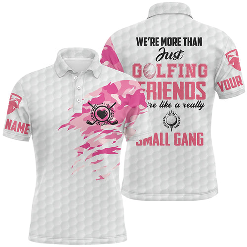 Pink Camo Mens Golf Polo Shirt, Personalized White And Pink Golf Shirts For Men, Golf Gifts LDT0192