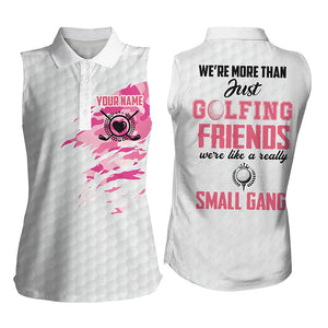 Pink Camo Womens Golf Sleeveless Polo Shirt Personalized White And Pink Golf Shirt For Ladies, Golf Gift LDT0192