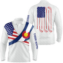 Load image into Gallery viewer, Colorado Flag White Golf Pattern Mens Polo Shirt Patriotic Golf Shirts For Men Golf Gifts LDT0784