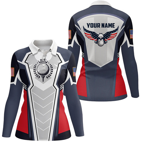 American Eagle Golf Polo Shirt Customized Us Flag Golf Shirts For Women, Patriotic Golf Gifts LDT0220