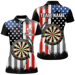 Ripped Retro Us Flag Darts Polo Shirt Custom Patriotic Darts Shirt For Women Dart Jerseys LDT1438