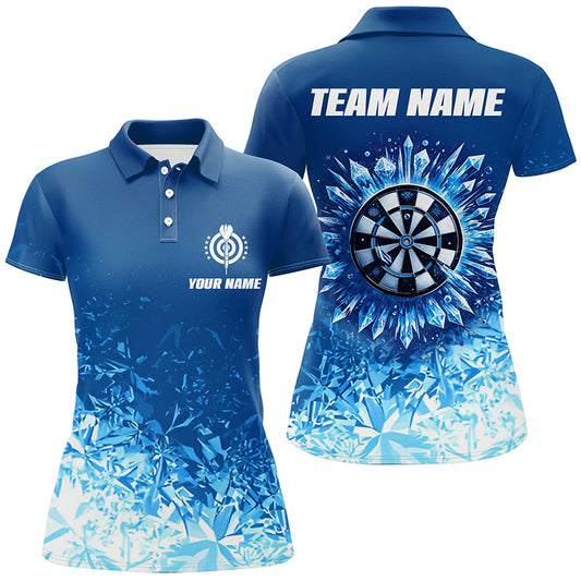 Personalized Icy Blue Darts Polo Shirt Custom Cool Darts Shirt For Women Dart Jerseys LDT1442