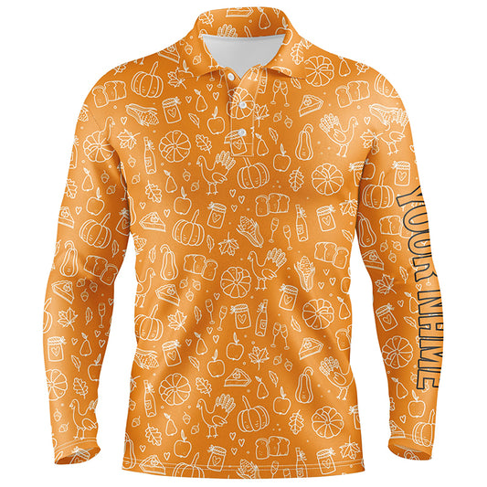 Thanksgiving Seamless Mens Golf Polo Shirt Orange Customized Golf Tops For Men Cool Golf Gifts LDT0844