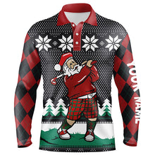 Load image into Gallery viewer, Santa Playing Golf Ugly Christmas Mens Polo Shirt Custom Argyle Pattern Funny Golf Shirts For Men LDT0857