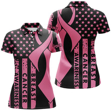 Load image into Gallery viewer, Breast Cancer Awareness American Flag Pink Ribbon Womens Golf Polos Custom Patriotic Golf Top LDT0262