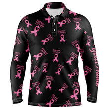 Load image into Gallery viewer, Breast Cancer Awareness Pink Ribbon Mens Golf Polo Shirt Custom Name Golf Tops For Men LDT0263