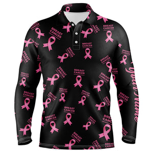 Breast Cancer Awareness Pink Ribbon Mens Golf Polo Shirt Custom Name Golf Tops For Men LDT0263