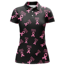 Load image into Gallery viewer, Breast Cancer Awareness Pink Ribbon Womens Golf Polo Shirt Custom Name Golf Tops For Women LDT0263