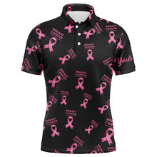 Load image into Gallery viewer, Breast Cancer Awareness Pink Ribbon Mens Golf Polo Shirt Custom Name Golf Tops For Men LDT0263