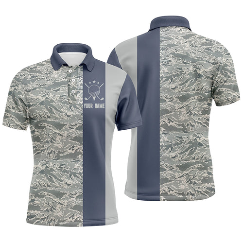 Veteran Blue Camouflage Mens Golf Polo Shirt Custom Military Camo Golf Shirts For Men Golf Gifts LDT0569