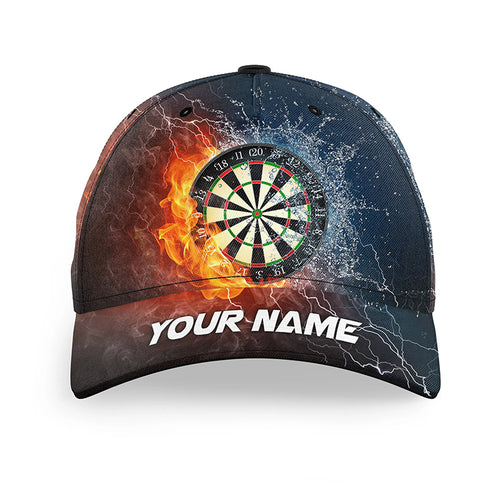 Water & Fire Darts Hat With Name Personalized Lightning Thunder Darts Hat Gifts For Dart Player LDT1270