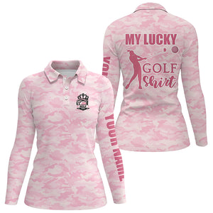 My Lucky Golf Shirt Pink Camo Womens Polo Shirt Custom Cute Camouflage Golf Gifts For Ladies LDT0886