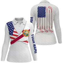 Load image into Gallery viewer, Florida Flag White Golf Pattern Womens Polo Shirt Patriotic Golf Shirts For Women Golf Gifts LDT0605