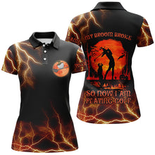 Load image into Gallery viewer, Lightning Womens Golf Polo Shirt, Halloween Golf Gifts Idea For Female Golfers, Scary Witch Shirt LDT0080