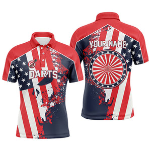 Water Color American Flag Patriotic Darts Polo Shirt Custom Name Dart Jersey For Men LDT0317