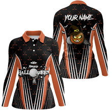 Load image into Gallery viewer, Happy Halloween Golf Polo Shirts Custom Orange Black Golf Shirts For Women, Crazy Golf Gifts LDT0322