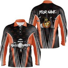 Load image into Gallery viewer, Happy Halloween Mens Golf Polo Shirts Custom Orange Black Golf Shirts For Men, Crazy Golf Gifts LDT0322