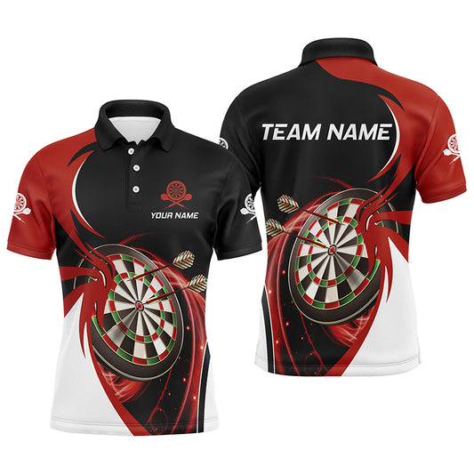 Personalized Red Black Mens Darts Polo Shirt Custom Cool Darts Shirt For Men Team Jersey LDT0632