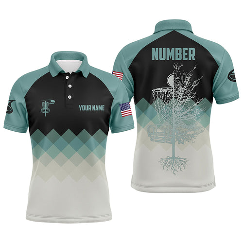 Mint Argyle Mens Disc Golf Polo Shirt, Personalized Disc Golf Shirts For Men, Disc Golf Gifts LDT0092