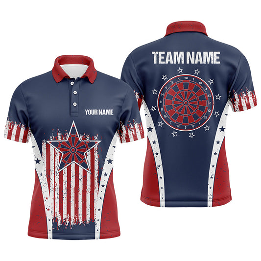 Retro American Flag Mens Darts Polo Shirt Personalized Patriotic Darts Jerseys For Men LDT0340