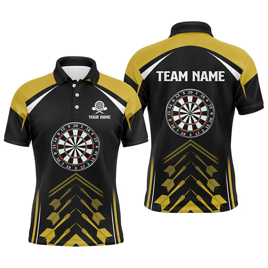 Personalized Yellow Black Mens Darts Polo Shirt Custom Darts Shirt For Men Dart Jerseys LDT1466