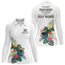 Load image into Gallery viewer, Womens Tropical Flower Golf Polo Shirt Personalized White Golf Shirts For Women Tropical Golf Gifts LDT0101