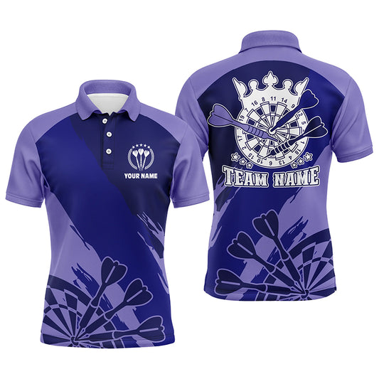 Personalized Navy Purple Mens Darts Polo Shirt Custom Cool Dart Shirt For Men Darts Jersey LDT0350