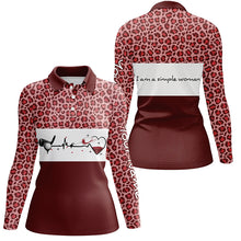 Load image into Gallery viewer, I Am A Simple Woman Golf Womens Polo Shirt, Red Leopard Golf Shirts For Women, Gifts For Wine Lovers LDT0119