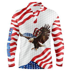 3D American Flag Mens Golf Polo Shirt, Us Eagle Patriotic Golf Shirts For Men, Golf Gifts LDT0163