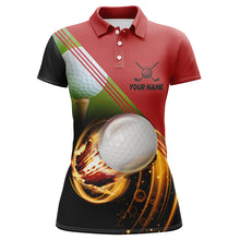 Load image into Gallery viewer, Womens 3D Polo Golf Shirts Personalized Golf Ball Pool Fire Red Golf Tops For Women Golf Gift LDT0173