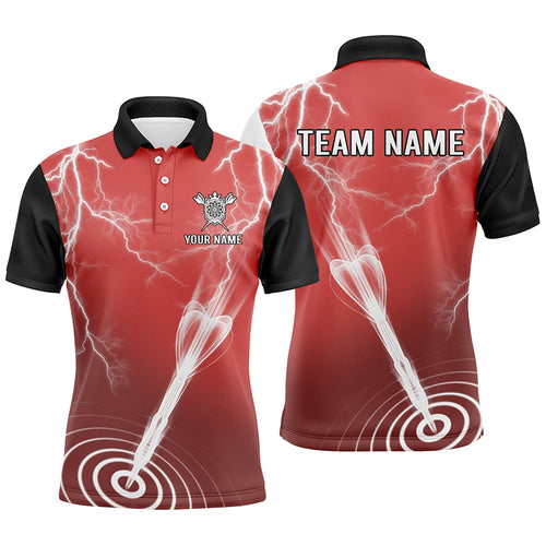 Thunder Lightning Red Black Personalized Darts Polo Shirt Custom Darts Jersey For Men LDT0735