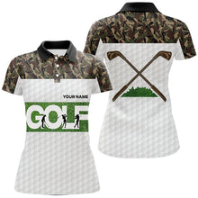 Load image into Gallery viewer, Green Camouflage Womens Golf Polo Shirts Custom Camo Women Golf Tops Personalized Golf Gifts LDT0182