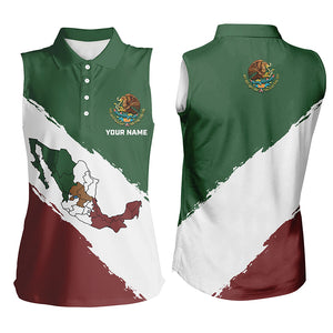 Mexico Map Sleeveless Golf Polo Shirts Patriotic Mexican Flag Golf Shirts For Women Best Golf Gifts LDT0431