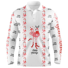 Load image into Gallery viewer, Tropical Santa Watercolor Flamingos Mens Golf Polo Shirt Christmas Golf Shirts For Men LDT0756