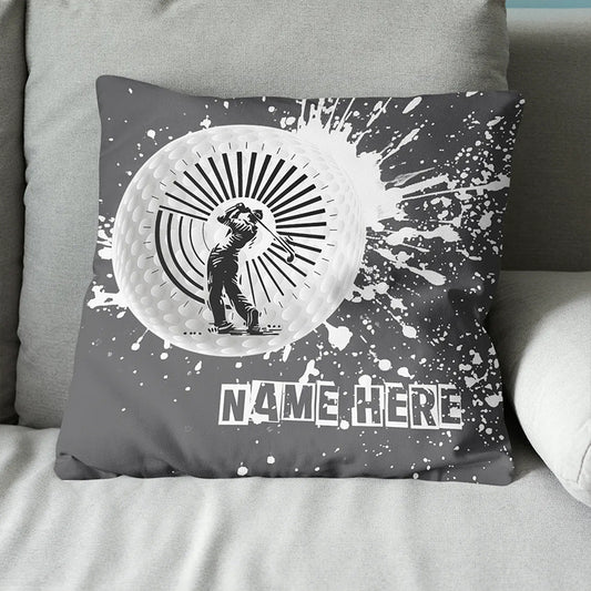 Golfer Custom Name Grey Throw Pillow Personalized Golf Gifts For Golfer LDT1187