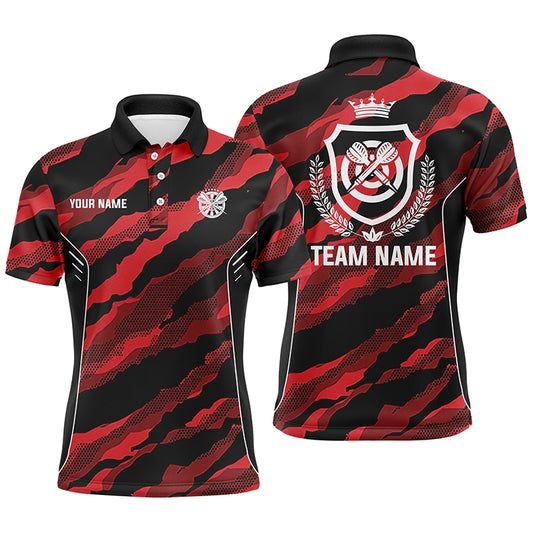 Red Camo Darts Men Polo Shirt Custom Camouflage Darts Shirt For Men Darts Team Jersey LDT0780