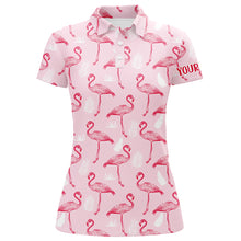 Load image into Gallery viewer, Pink Tropical Flamingo Womens Golf Polo Shirt Cusomized Funny Golf Tops For Women Golf Gifts LDT0981