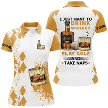 Load image into Gallery viewer, I Just Want To Drink Whiskey Golf Polo Shirts Customized Yellow Argyle Golf Shirts For Women LDT0790