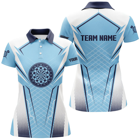 Blue White Womens Darts Polo Shirt Customized Darts Shirt For Women Dart Team Jerseys LDT1437