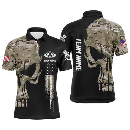 Skull Camouflage American Flag Mens Darts Polo Shirt Patriotic Dart Jerseys For Men LDT0508