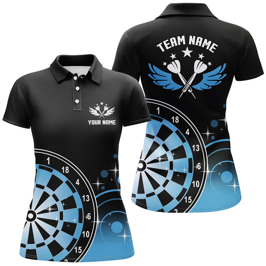 Personalized Darts Wings Black Blue Polo Shirts Custom Womens Darts Shirt Dart Jerseys LDT1242